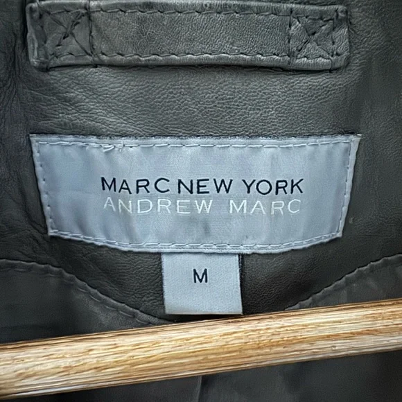 Andrew Marc Genuine Leather Moto Jacket in Grey (M) - Picture 6 of 6